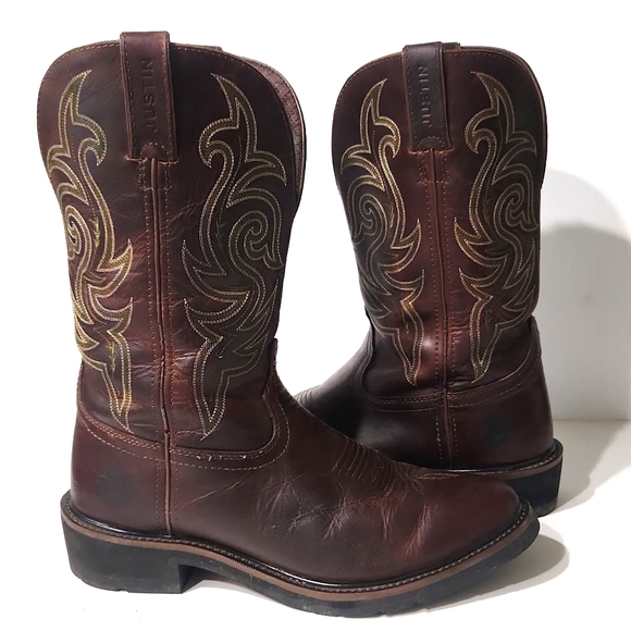 Justin Stampede WK4575 Leather Western Cowboy Boots Men's Size 10.5 D - Picture 15 of 16